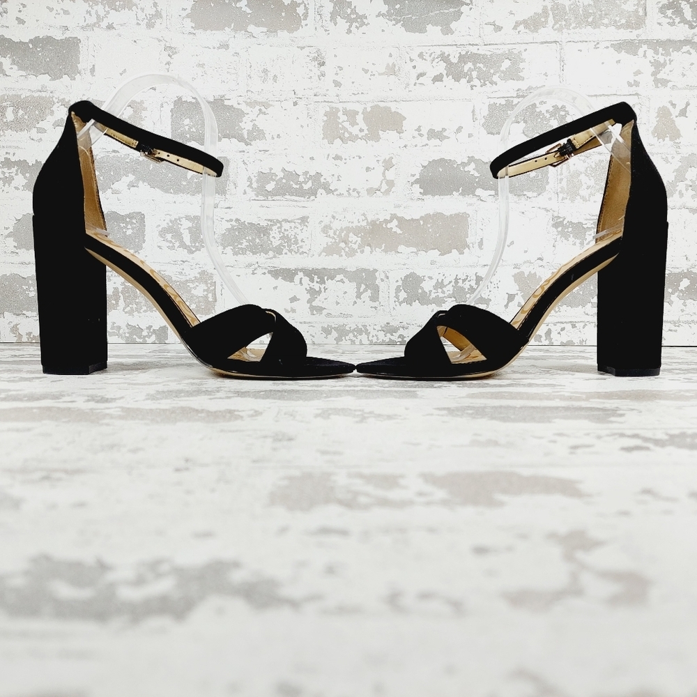 NEW Sam Edelman Yancy Black Heeled Ankle Strap Sandals M434 - Picture 7 of 14